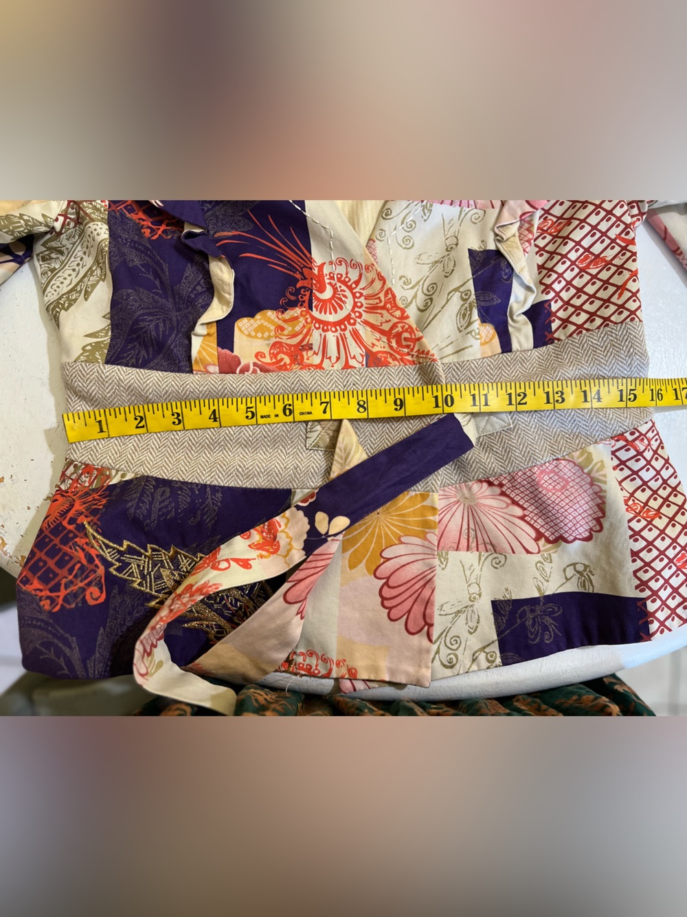 Anthropologie elevenses Floral Patchwork Wrap Blazer in Purple & Cream 8 - Picture 14 of 16